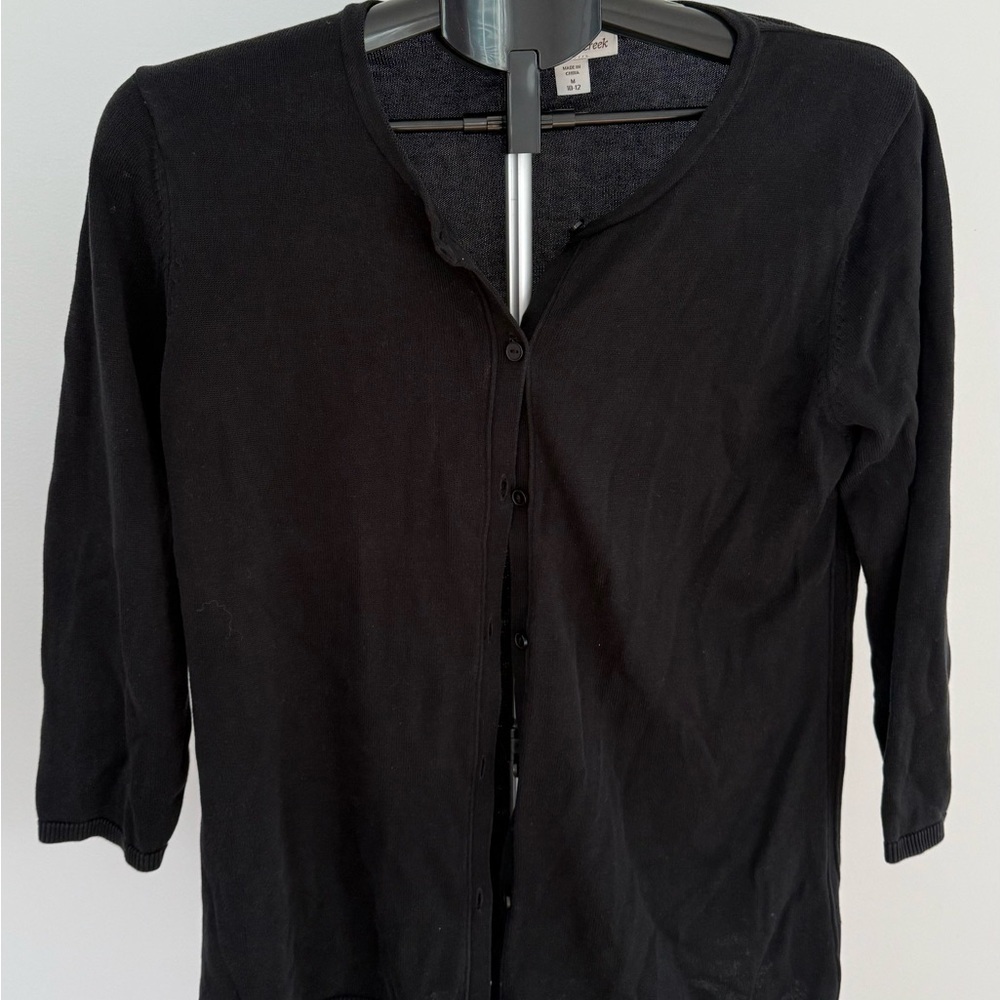 Coldwater Creek | Black Cardigan | Medium | 3/4 Sleeve | Button Front